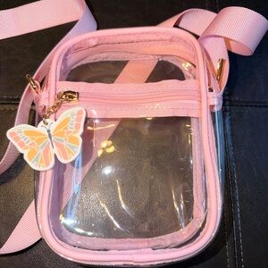 Pink Clear Crossbody Bag with Butterfly Charm